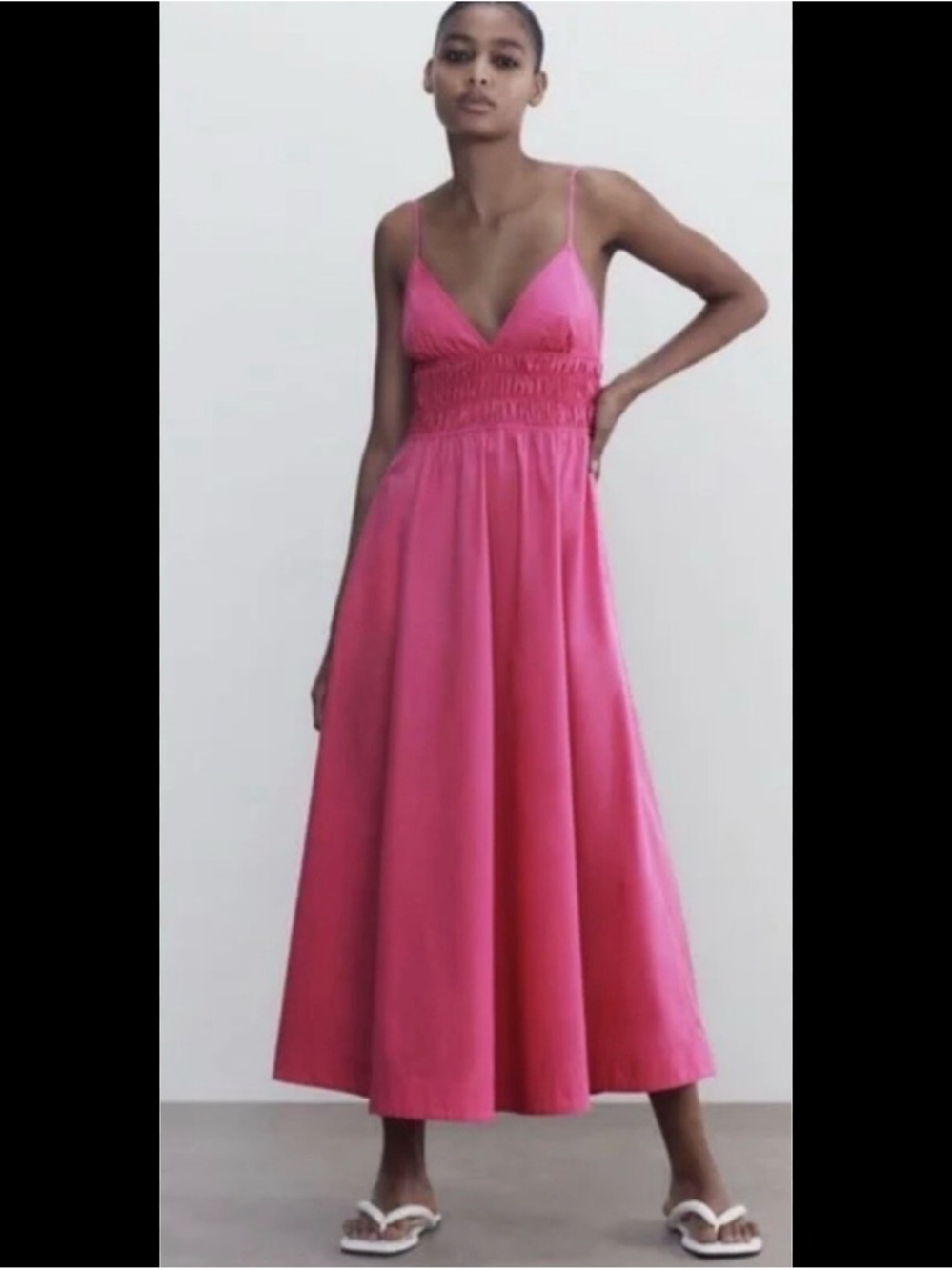 Zara Voluminous Poplin Dress in dark fuchsi